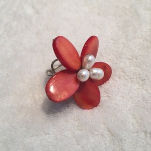 Seashell flower ring